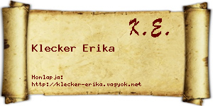 Klecker Erika névjegykártya